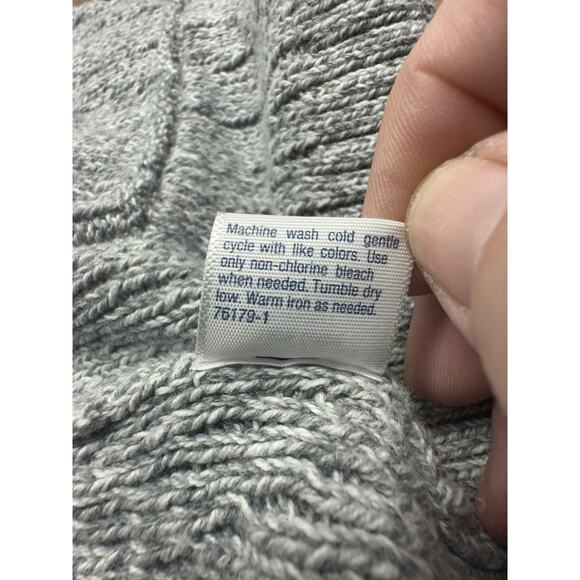 St. John’s Bay Petite Medium Women’s Gray Open Front Cottage Cardigan Sweater - Picture 7 of 10